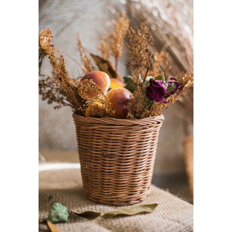Panier rond en rotin, H 6 po x l 5 po x P 5 po