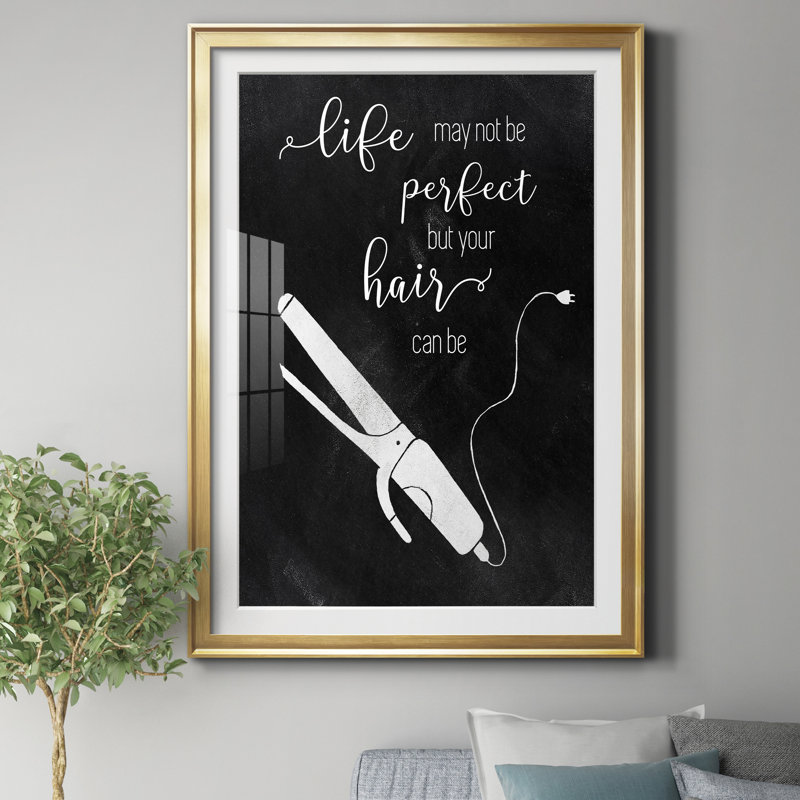 Perfect Hair - Reproduction d'art textuel sur papier encadré, H 30,5 po x l 42,5 po x P 1,5 po, Papier doré