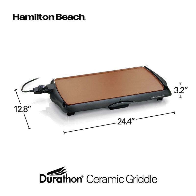 31" Black Ceramic Nonstick Electric Griddle with Cool-Touch Handles