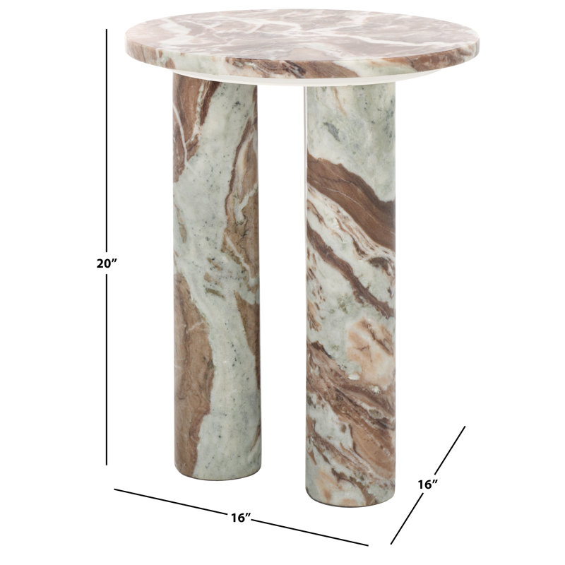 Giabella End Table, Brown/White