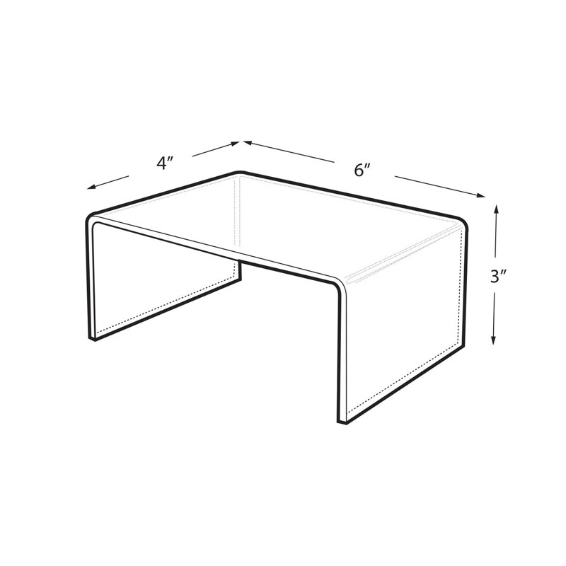 Clear Acrylic Riser Pedestal Display 6"W x 4"D x 3"H, 4-Pack
