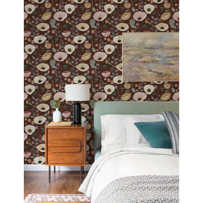 Papier peint Mindra Maroon Floral Trail, Maroon