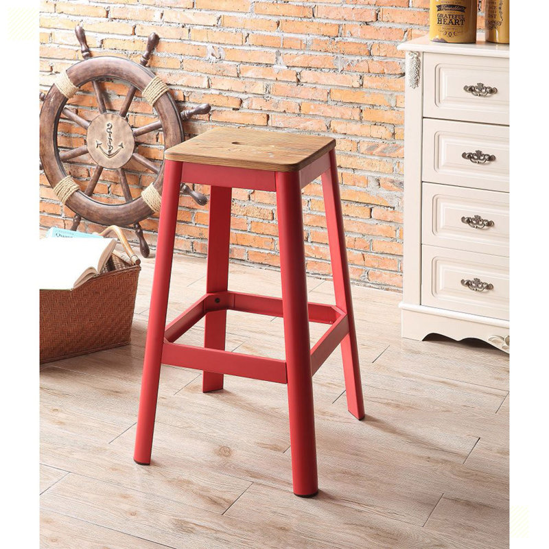 Tabouret 30 "en bois massif, Rouge