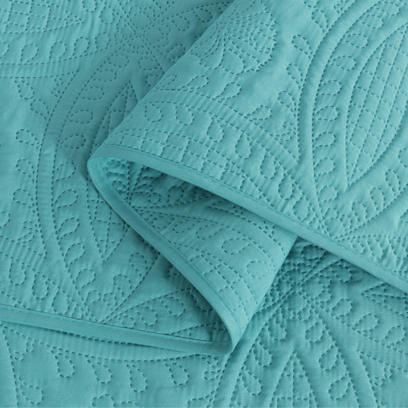 Turquoise King Reversible Microfiber Bedspread Set