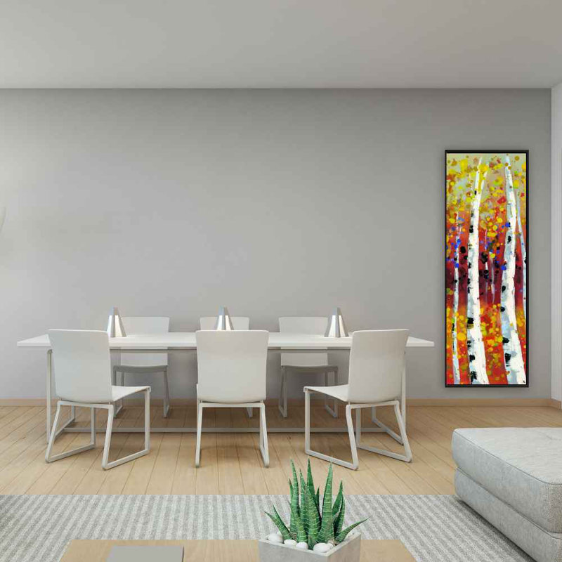 Yellow Trees Framed Canvas | Colored Birches Home Decor