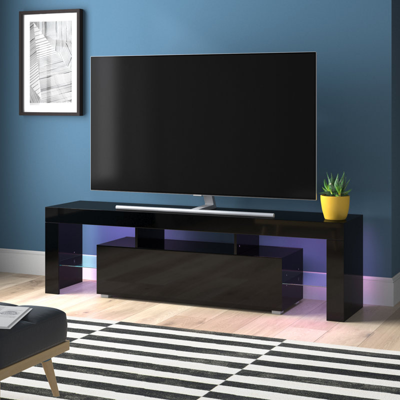 Helmuth Unfinished TV Stand for TVs up to 65", Black