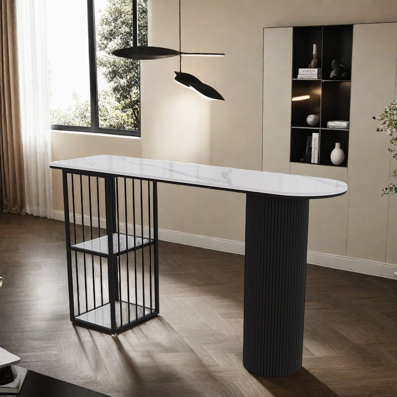 Table de bar Light Luxury, H 41,3 po x L 55,1 po x l 19,6 po, Noir