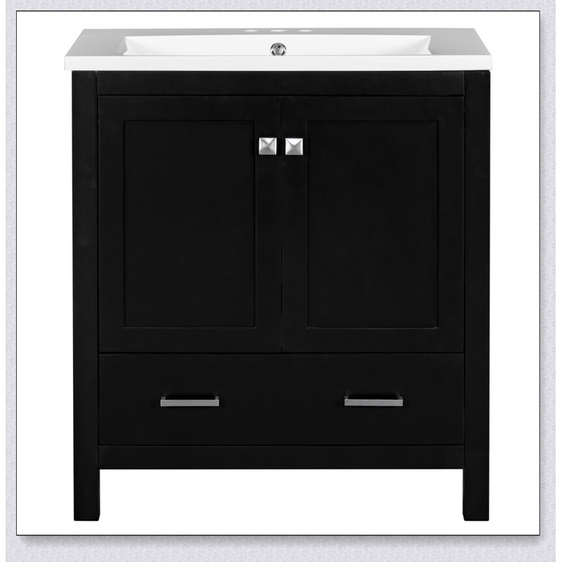Meuble-lavabo noir 30 po avec lavabo simple et armoire encastrée Combo