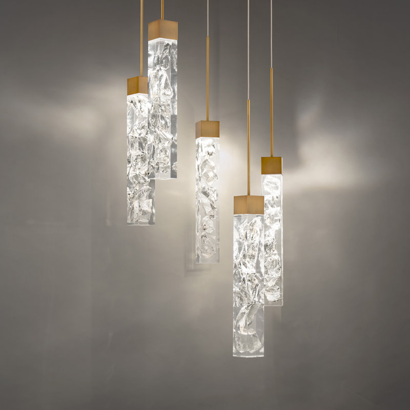 Minx Cluster LED Lights Round Pendant, Aged Brass, 160" H x 16.875" W x 16.875" D, 5