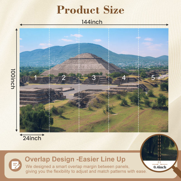Red Barrel Studio Peel and Stick Wallpaper Ancient Teotihuacan pyramids ...