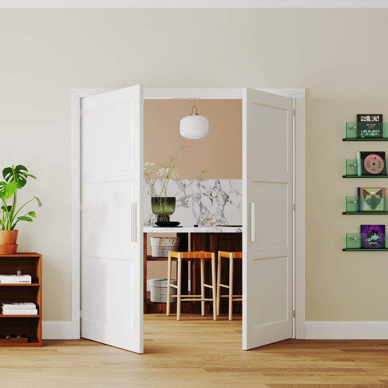 Intérieur de la porte de garde-robe moderne en bois manufacturé avec portes et poignées réglables, 64 po x 80 po
