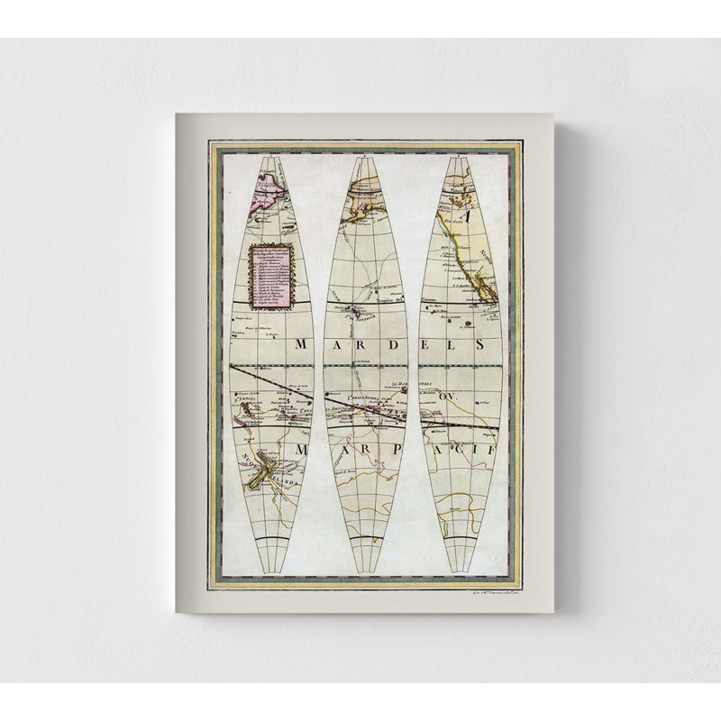 Pacific Ocean - Cassini 1790, Rustic Atlas Geography Poster Classroom Decor, Primary School Wall Art, Public Library Poster Print
