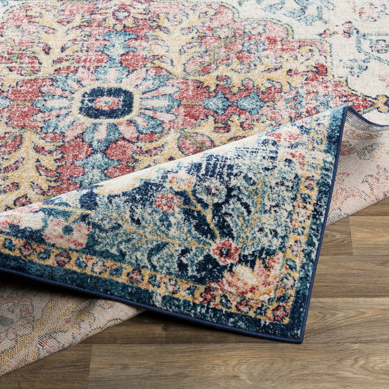 Tapis oriental bleu ciel / grenat Caban, Carré 5 pi 3 po
