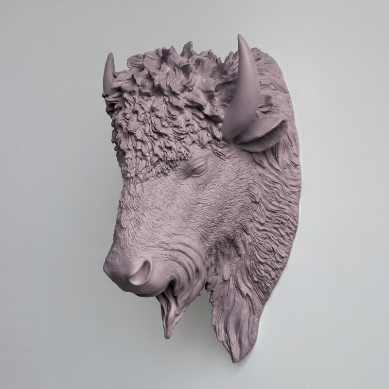 Faux Taxidermy Bison Head Wall Décor, Cinnamon Slate