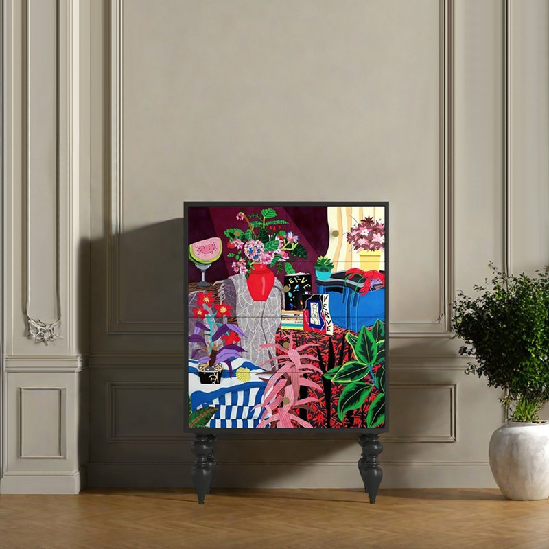 Armoire de rangement pour salon d'art abstrait