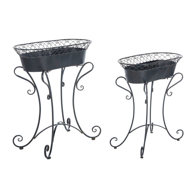 Elmo Metal Pot Planter, Black Rust