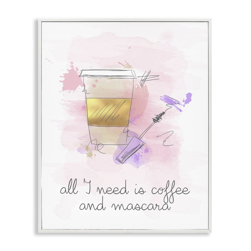 «Need Coffee & Mascara», estampe numérique par Anna Quach, Estampe numérique encadrée blanc bord de mer, H 30 po x l 24 po