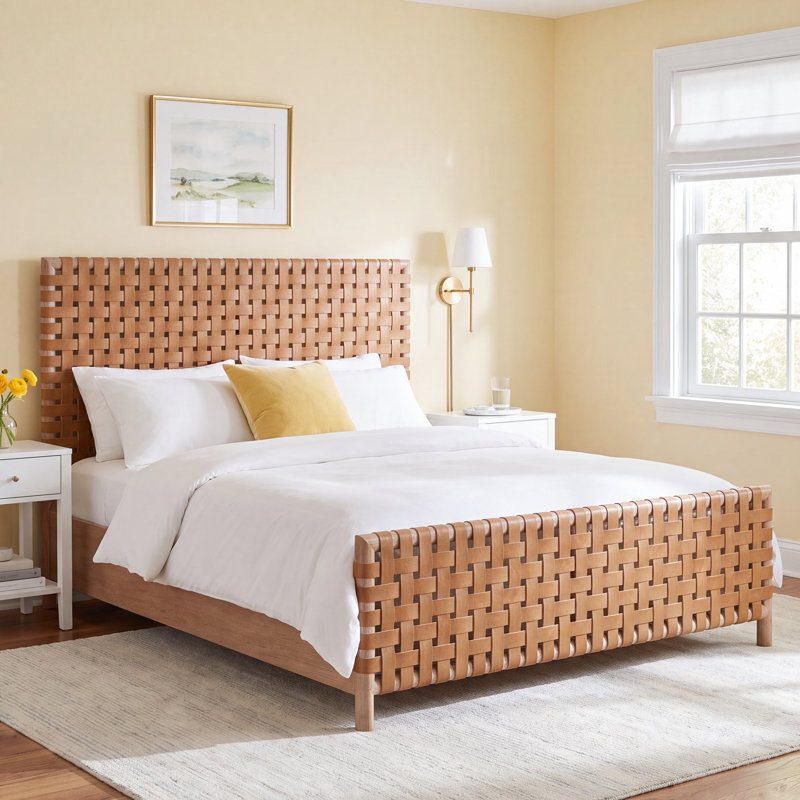 Colleen Leather Bed, Queen, Granola