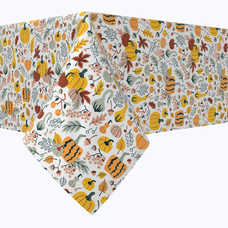 Rectangular Tablecloth, 100% Cotton, Pumpkin Décor, 104" x 52"