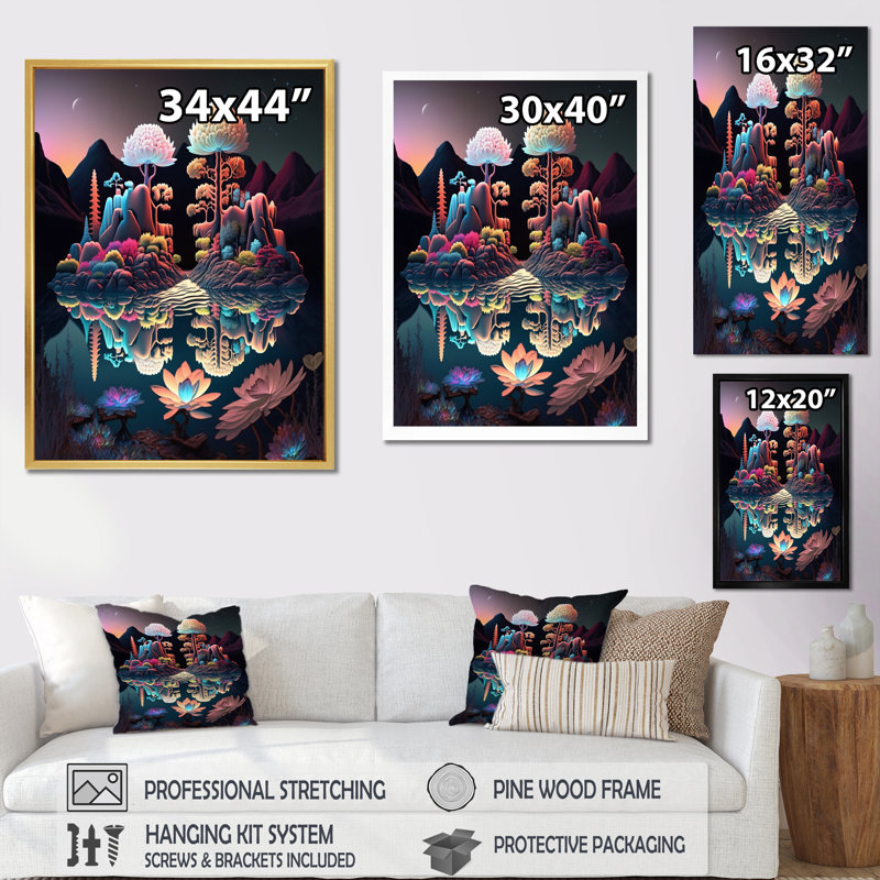 «Abstract Nocturnal Flora Mysterious Lake», reproduction sur toile, H 20 po x l 12 po x P 1 po, Toile tendue