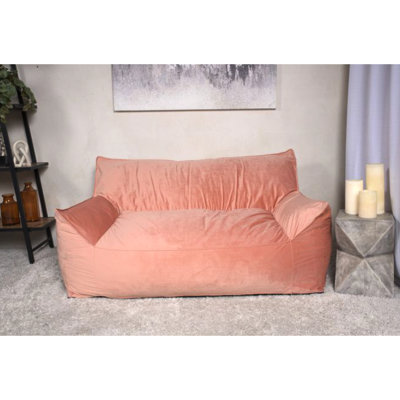 Fauteuil à billes rose surdimensionné 2 places avec - tendance. Housse à fermeture à glissière amovible, mousse haute. P 60 po x l 40 po x H 32 po, chaise de 68 lb, confort moderne. Rembourrage en mousse facile à nettoyer. 60 po de profondeur, 40 de largeur, 32 po
