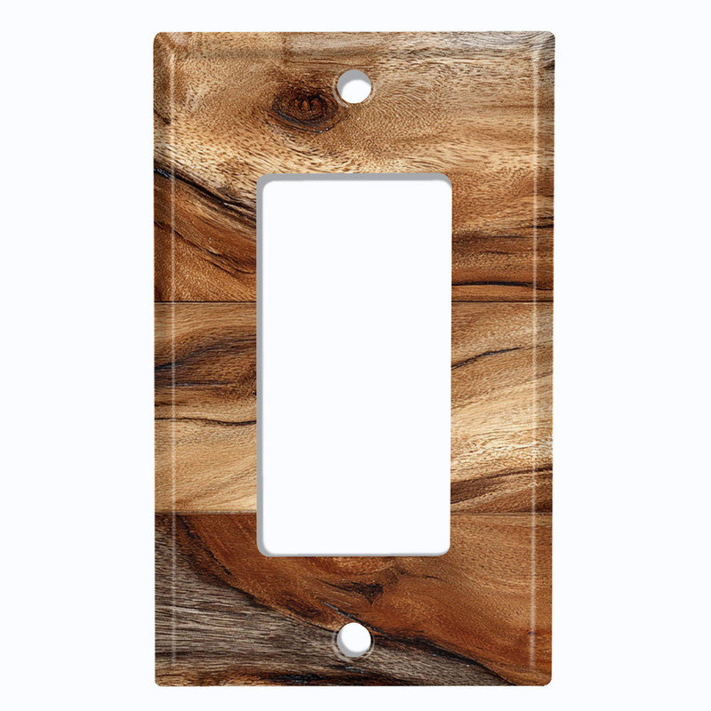 Couvercle de plaque d'interrupteur en métal; Fauteuil à bascule GFI 1 taille US standard - Image imprimée du bois rustique