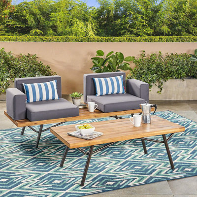 Causeuse d'extérieur avec table basse Canoga