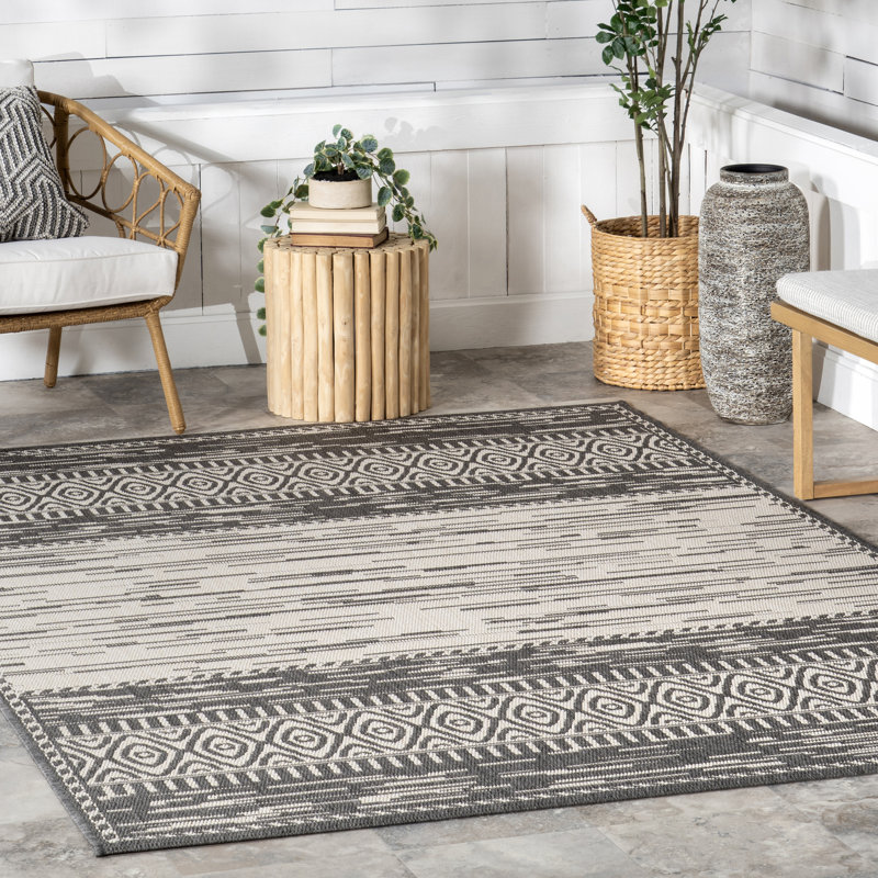 Ray Gray Indoor/Outdoor Area Rug, Rectangle 4' x 6'