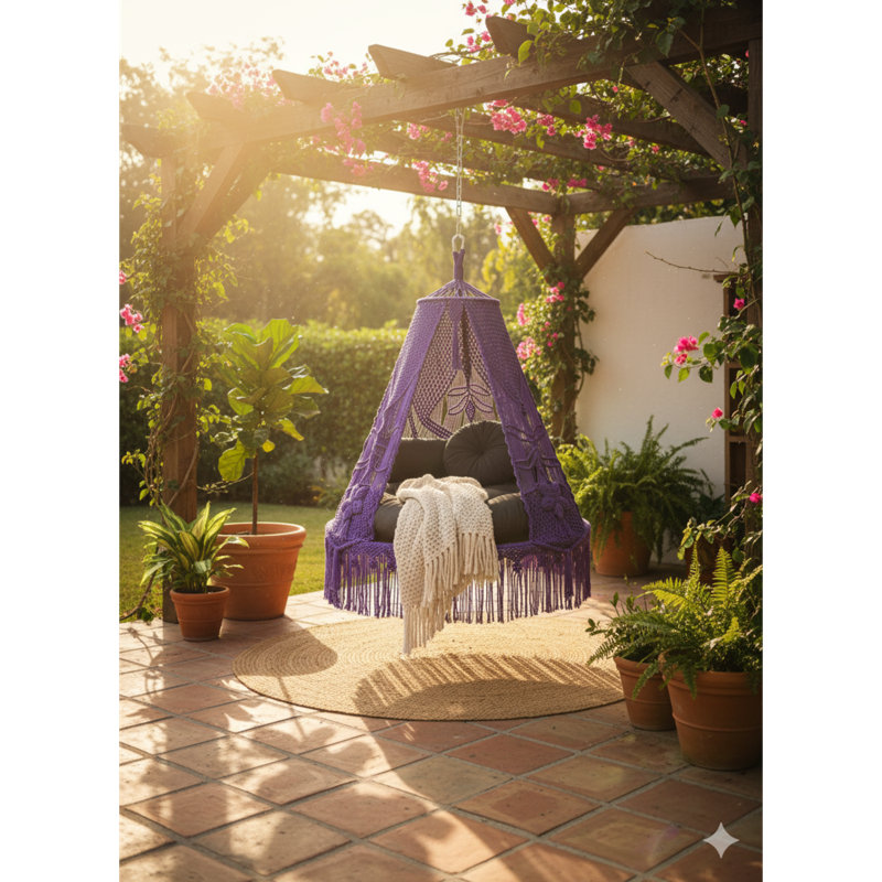 Fauteuil suspendu Amethyst Dream, Noir, Mauve