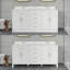 Ensemble de meuble-lavabo double en bois massif l 72 po x P 22 po Blakely II avec rangement furtif et plateau en pierre-1006240770-1006240771