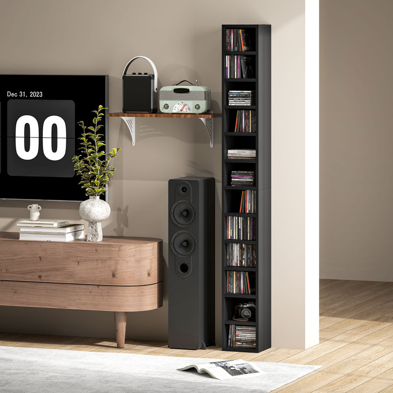 175 cm H Media Shelves, Black