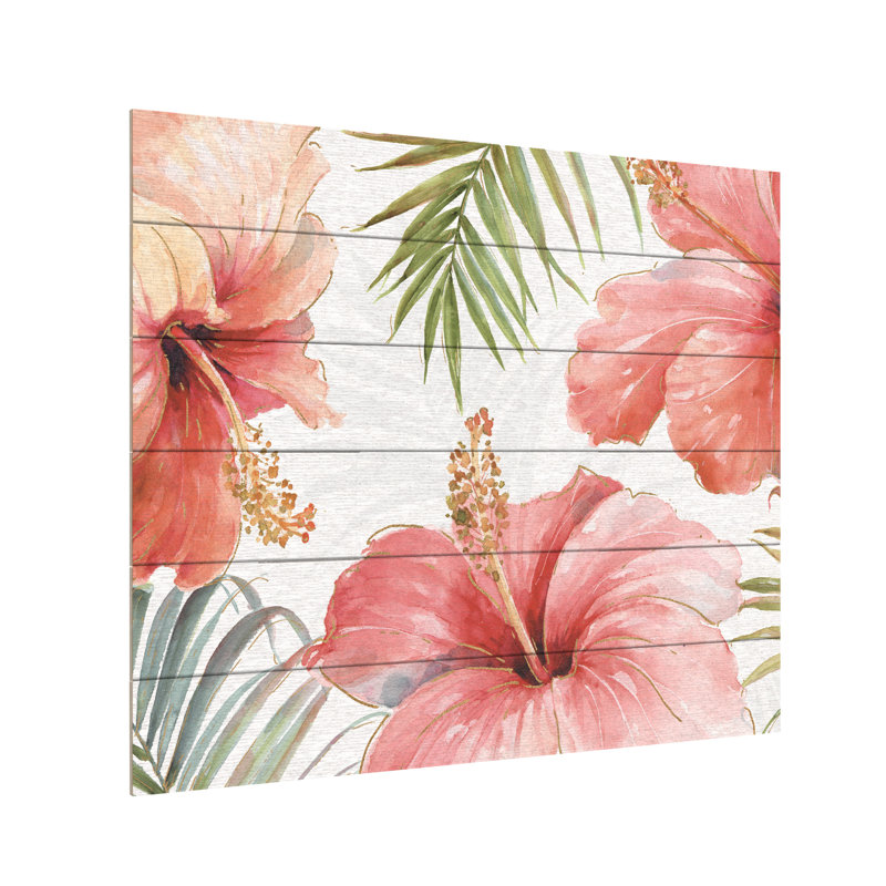 «Tropical Blush I», reproduction, H 18 po x l 22 po x P 0,5 po, Latte en bois