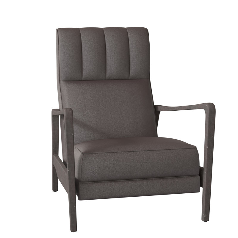 Wyndham 28.25" Wide Genuine Leather Manual Standard Recliner, Charcoal, 1183 Dove