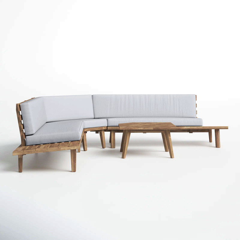 V Shaped 4-Piece Sofa Set-Gray