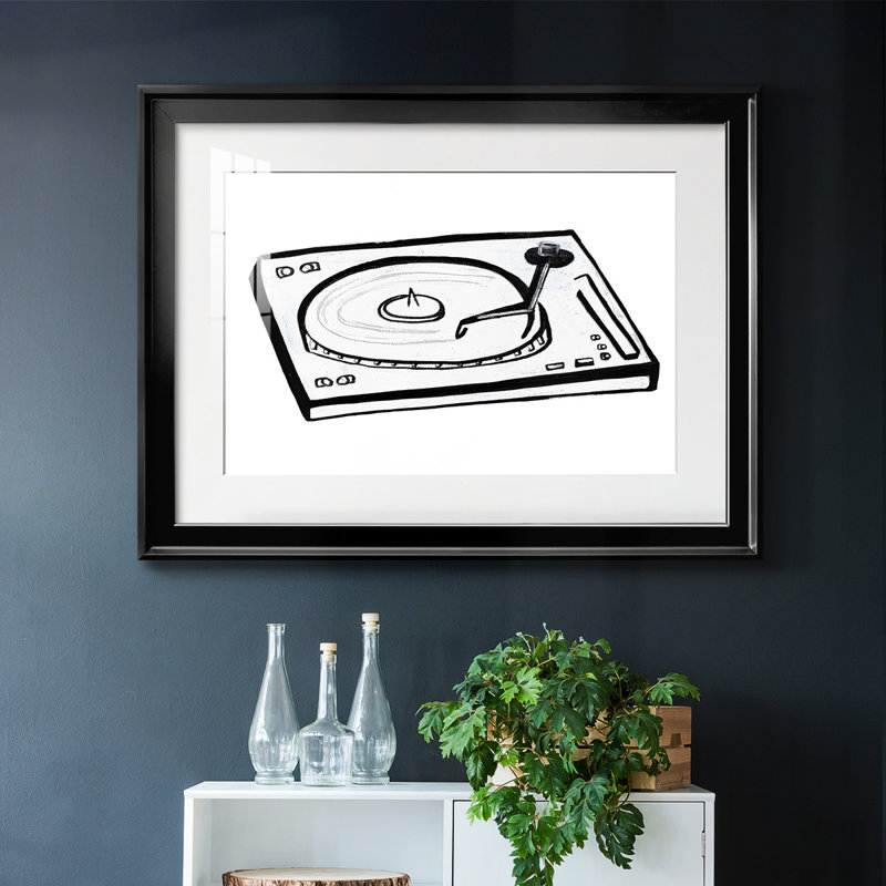 " Vinyl Sketch ", 15" H x 21" W x 1.5" D, Black