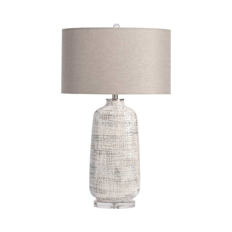 31.5" Crystal Table Lamp With Gray Shade