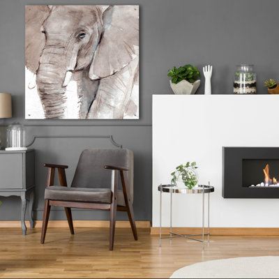  «Elephant Grooves 1» par Annie Warren, art mural en verre acrylique, 36 po x 36 po