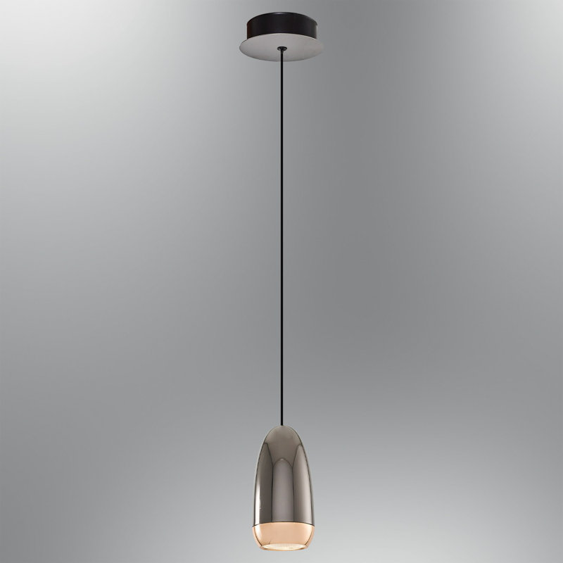Elegant Platinum Chandelier with Opal Glass Cap, 4.7 in Diameter x 47.2 in Height | Metal Body, 1 x 5W LED Socket (3000k, 500 Lm) | Assembled, Stylish Lighting for Modern Home Décor, IP20 Rated