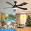Ventilateur de plafond moderne à 5 pales de 52 po avec ensemble d'éclairage à intensité variable et télécommande TurboBreeze-122950095-122950096