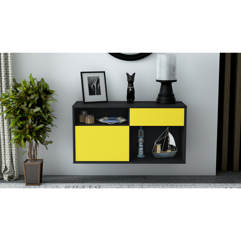 Fountaine Unfinished Floating TV Stand, Yellow
