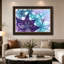 Art mural sur toile à motif floral fractal mauve et bleu sarcelle-133552505
