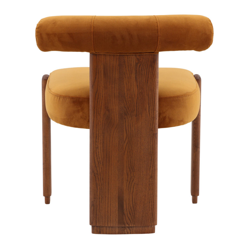 Gwyneth Rubberwood Upholstered Dining Chair, Cream, Brown, Brown Wood
