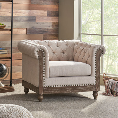 Fauteuil Chesterfield en polyester touffeté de 39 po de large Giovany