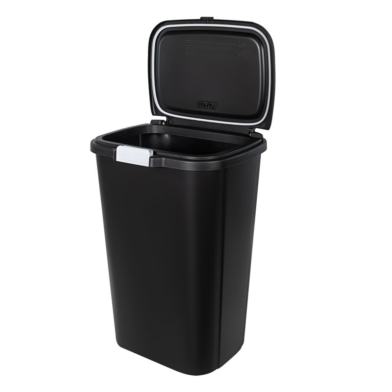 Black Plastic Manual Lift Trash Can Set - 13 Gallons