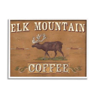 «Antique Elk Mountain Coffee Kitchen Kitchen Rustic Animal» par June Erica Vess - Art textuel sur toile