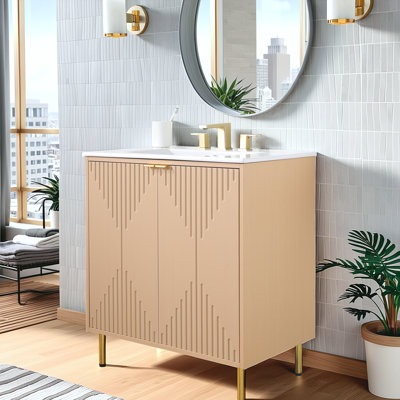 30'' Freestanding Single Bathroom Vanity With Ceramic Top