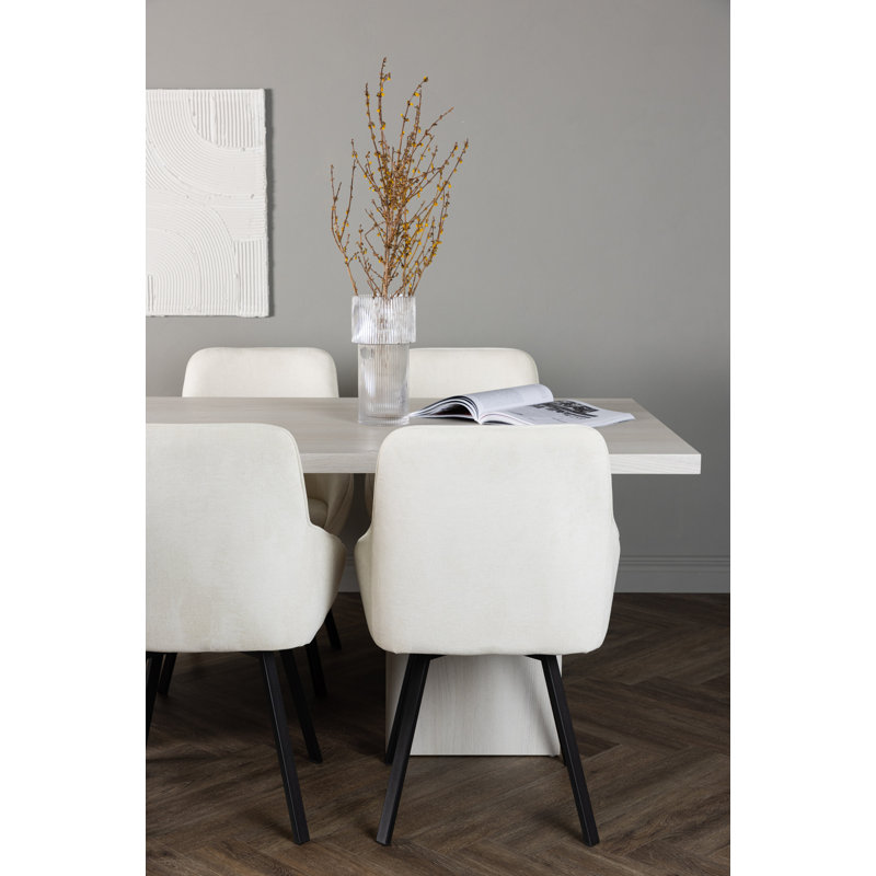 Larkste 6 - Person Dining Set, Beige, Beige