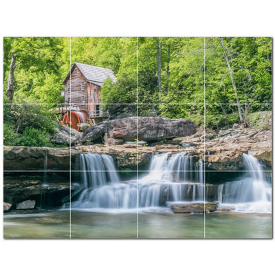 Murale en céramique satinée 6 "x 6" Waterfalls Photo