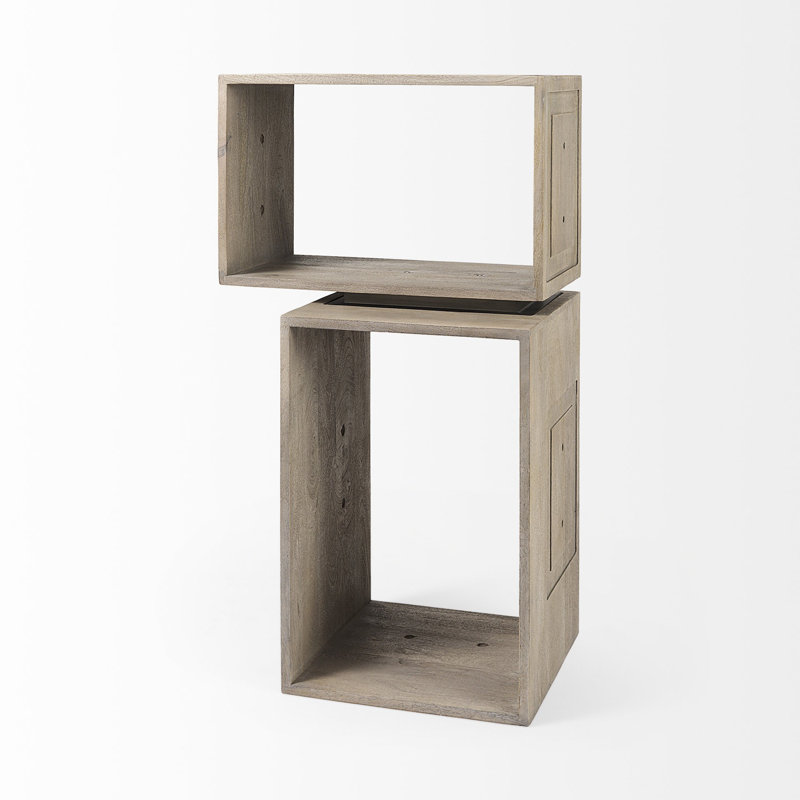 Cherryford (Set of Two) Rustic Light Gray Brown Cube Box Shelves, Light Brown, (2 Shelves) 16" H x 16" W x 24" D
