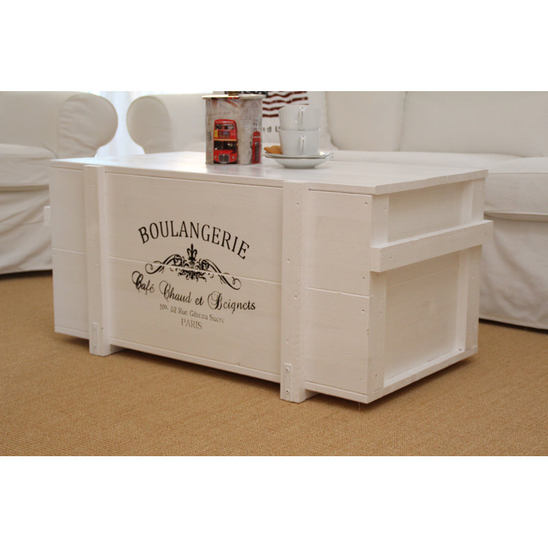 Jahiem Solid Wood Coffee Table, 46cm H x 98cm W x 55cm D, White